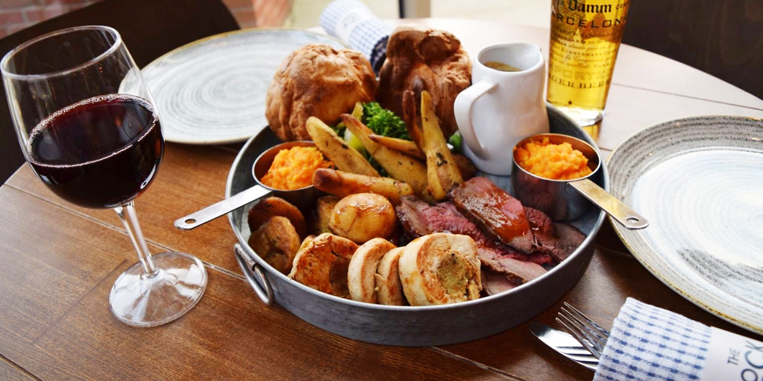 Sunday roast platter for 2 w/carafe of wine Sunday roast platter for 2 w/carafe of wine