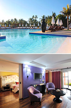 Above: hotel pool at Club Med Ixtapa Pacific<br>Bottom: oceanview suite at Club Med Ixtapa Pacific