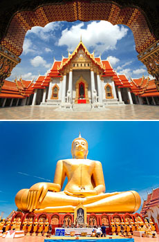Top Photo: Ayutthaya<br>Bottom Photo: Bangkok<br>