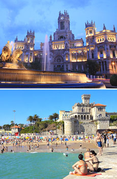 Top: Madrid<br>Bottom: Lisbon Coast, Portugal