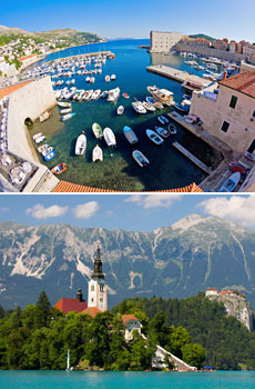 Top: Dubrovnik<br>Bottom: Bled Castle, Slovenia<br>