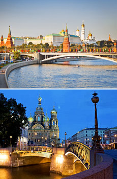 Top: Moscow<br>Bottom: Saint Petersburg