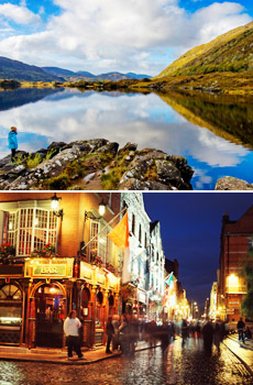 Top: Killarney Lakes <br>Bottom: Temple Bar, Dublin