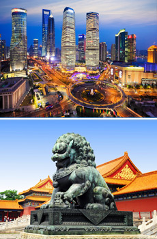 Top: Shanghai<br>Bottom: Forbidden City