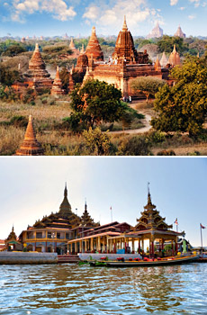 Top: Bagan<br>Bottom: Inle Lake