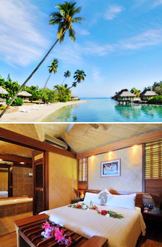 Top: InterContinental Moorea<br>Bottom: Room at InterContinental Moorea