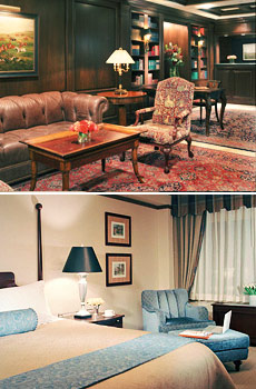 Top: Lobby<br>Bottom: Deluxe King room