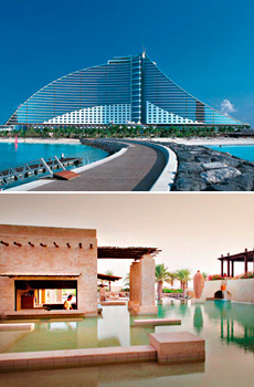Top: Jumeirah Beach Hotel<br>Bottom: Bab Al Shams