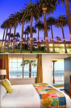 Top: Hotel exterior<br>Bottom: Ocean view room