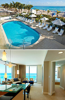 Top: Beachside Pool<br>Bottom: Upgraded One-Bedroom Suite