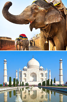Bottom: The Taj Mahal, Agra