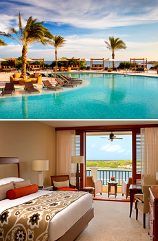 Top: Pool<br>Bottom: Premier Water View room
