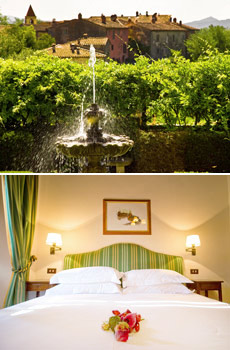 Top: Il Borro estate<br>Bottom: Medieval Village guest room