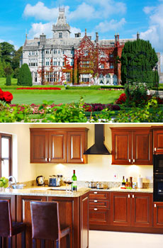 Top: Adare Manor<br>Bottom: Villa kitchen