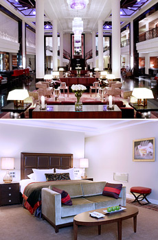 Top: Hotel lobby<br>Bottom: Executive Room