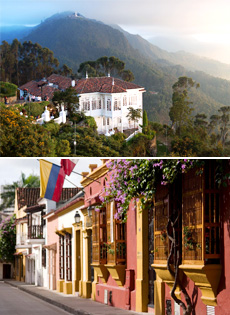 Top: Monserrate Hill in Bogota<br>Bottom: Old City, Cartagena