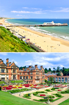 Top: Bournemouth Pier<br>Bottom: Menzies Welcombe Hotel & Spa & Golf Club