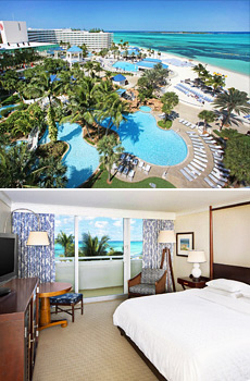 Top: Resort pools & beach<br>Bottom: Ocean view room