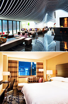 Top: W New York - Downtown<br>Bottom: Renovated Guest room at Sheraton New York