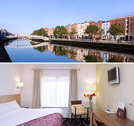 Top: Ha'penny Bridge, Dublin <br>Bottom: The Arlington Hotel