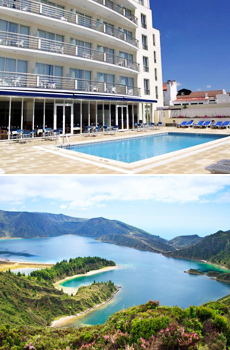 Top: Hotel Vila Nova<br>Bottom: The Azores archipelago