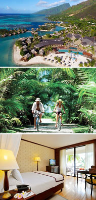Top: InterContinental Moorea<br>Bottom: InterContinental Tahiti standard room<br>