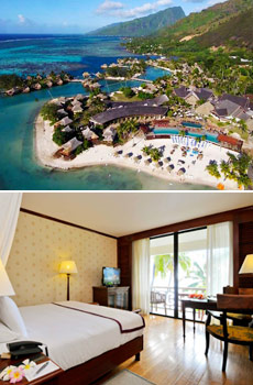 Top: InterContinental Moorea<br>Bottom: InterContinental Tahiti standard room