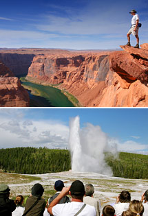 Top: Grand Canyon National Park<br>Bottom: Yellowstone National Park