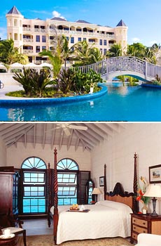 Top: One of four pools<br>Bottom: One-bedroom ocean view suite