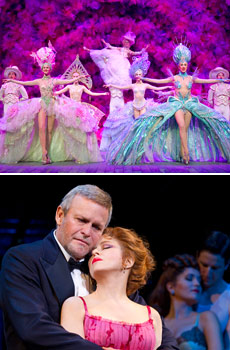 Top: The cast of 'Follies'<br>Bottom: Ron Raines and Bernadette Peters