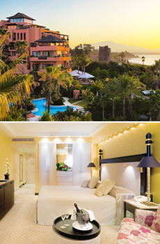 Arriba: Vista del hotel<br>Abajo: Garden View Room