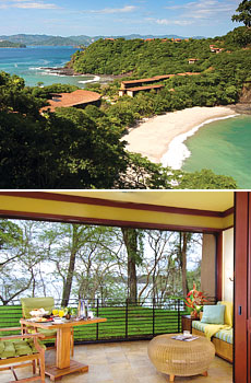 Top: View of resort's beaches<br>Bottom: Terraza room