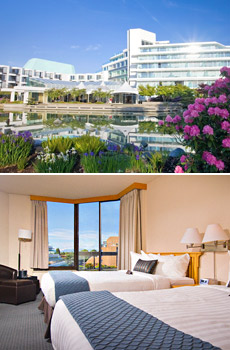 Top: Inn at Laurel Point<br>Bottom: Laurel Wing Guestroom