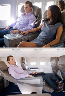 The OpenSkies Biz Seat reclines 140 degrees<br> <br>