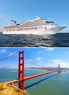 Top: <i> Carnival Splendor </i><br>Bottom: Golden Gate Bridge, San Francisco