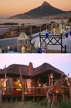 Top: Azure restaurant at Twelve Apostles Hotel & Spa<br>Bottom: Madikwe Safari Lodge<br>