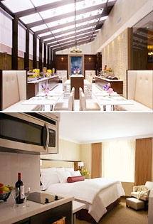 Top: Breakfast & Sundowner Reception Room<br>Bottom: Studio King Room