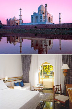 Top: Taj Mahal<br>Bottom: Trident Hotel, Jaipur