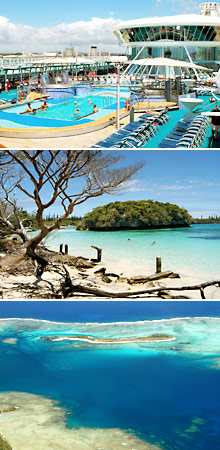Top: The Pools Onboard<br>Middle: Isle of Pines<br>Bottom: Mystery Island, Vanuatu