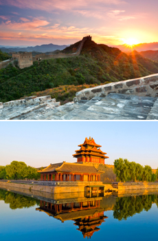 Top: Great Wall<br>Bottom: The Forbidden City
