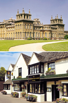 Top: Blenheim Palace<br>Bottom: The Deddington Arms