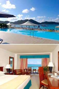 Top: Pool<br>Bottom: Ocean view room