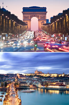 Top: Paris<br>Bottom: Prague